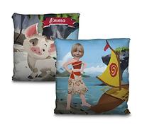LolaPix Cojín Vaiana. Princesa Moana. Cojín Personalizado con Foto y Nombre. Regalos Originales. Princesas Disney. Superhéroes. Impresión 100% por Las Dos Caras. Relleno Incluido. VAIANA