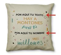 LolaPix Cojines Originales. Regalos Personalizados. Cojines Personalizados. Impresion por 1 Cara. 40 x 40 cm. Textura Tipo Lino. Cremallera Invisible. Regalos Originales. Millones Negro