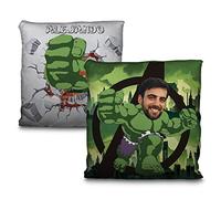 LolaPix Cojines superhéroes. Cojín Personalizado con Foto y Nombre. Regalos Originales. Princesas Disney. Superhéroes. Impresión 100% por Las Dos Caras. Relleno Incluido. Hulk