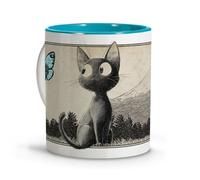 LolaPix Dibujo de Gato Estilo Anime. Tazas Originales para Regalar. Regalos para Amantes de los Gatos. Tazas Bonitas. Taza Divertida. Caneca. Canecas engraçadas. Taza con Gato Dentro Azul