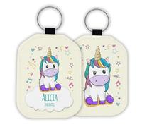 LolaPix Etiqueta Mochila Infantil Personalizada 7,8x6cm. Identificador Etiqueta Maleta. Llavero Personalizado Nombre. Llavero Personalizado Mochila Escolar Cuero 7,8x6cm. Unicornio