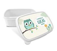 LolaPix Fiambrera Personalizada Infantil. Caja Merienda. Caja Almuerzo Infantil. Tuper Niño Colegio. Taper Niños Colegio Personalizado. Taper niña niño. COLOR A ELEGIR. Buho