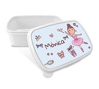 LolaPix Fiambrera Personalizada Infantil. Caja Merienda. Caja Almuerzo Infantil. Tuper Niño Colegio. Taper Niños Colegio Personalizado. Taper niña niño. COLOR A ELEGIR. Bailarina Rosa