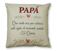 LolaPix Funda de Cojin Papa. Regalo Dia del Padre, Cumpleaños. Funda Lavable. Regalos Originales para Padres. Opción con Relleno. Cojín te Quiero Papá 40x40cm Suave Lino