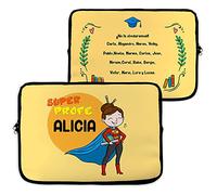 LolaPix Funda Portátil y Tablet. Funda de Neopreno. Profesor Regalo Personalizado. Regalo para Maestros. Fin de Curso. Varios tamaños. Super Profesora