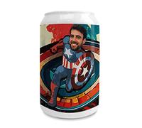 LolaPix Hucha Infantil Personalizada. con Nombre y Foto. Regalos Personalizados. Huchas Originales. Cerámica Tapón Inferior. 6´5 x 11´5 cm. Hucha Lata. Capt. America