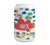 LolaPix Huchas Infantil. Hucha pesonalizada con Nombre. Regalos Infantiles. Cerámica. Tapón Inferior. Huchas Originales para Niños.Animales Selva