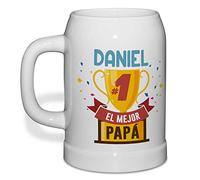 LolaPix Jarra de Cerveza Personalizada con Nombre. Regalos Personalizados Dia del Padre. 500ml. Varios diseños a Elegir. Copa Papá