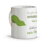 LolaPix Kaffeebecher Papa Geschenk - Vatertag Tasse mit lustig Spruch Superpapa, bester Papa Welt, Keramik Becher 330ml Kaffee Tee Büro Zuhause Familie