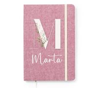 LolaPix Libreta personalizada con Inicial + Nombre de Algodón Reciclado. Cuaderno Personalizado. Libreta Personalizada Profe. Cuaderno Diario personal 100 Hojas. Tapa Dura 14x21cm Algodón Rojo