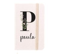 LolaPix Libreta personalizada con Inicial + Nombre RPET 300D. Libreta Personalizada Profe. Bloc de Notas A6 Personalizado 100 Hojas con Materiales Reciclados. Tapa Dura 9,3x14,3cm A6 NATURAL