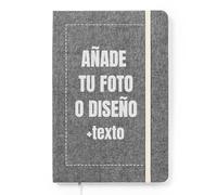 LolaPix Libreta personalizada con Nombre/Foto o Diseño de Algodón Reciclado. Cuaderno Personalizado. Libreta Personalizada Profe. Cuaderno Diario personal 100 Hojas. Tapa Dura 14x21cm Algodón Negro