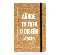 LolaPix Libreta personalizada con Nombre/Foto o Diseño de Corcho. Cuaderno Personalizado. Libreta Personalizada Profe. Cuaderno Diario personal 80 Hojas. Tapa Rígida 14x21cm Corcho Natural