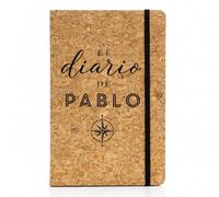 LolaPix Libreta personalizada con Nombre y Diseño de Corcho. Cuaderno Personalizado. Libreta A5 80 Hojas. Tapa Rígida 14x21cm Corcho Natural. Libretas bonitas. Diario personal. Diario Brújula