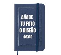 LolaPix Libreta personalizada con Texto/Foto o Diseño RPET 300D. Libreta Personalizada Profe. Bloc de Notas A6 Personalizado 100 Hojas con Materiales Reciclados. Tapa Dura 9,3x14,3cm RPET MARINO