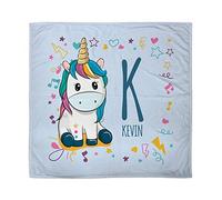 LolaPix Manta Unicornio bebé. Regalo bebé recién Nacido. Manta Personalizada con Nombre. Tejido Polar. Varios Diseños. Mantas Bebe Personalizadas. Unicornio Azul