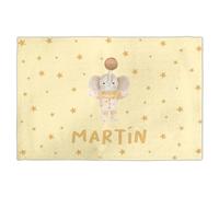 LolaPix Mantel Infantil Personalizado Individual de Tela Rectangular 30x45 cm - Varios Diseños: Elefante Estrellas