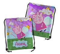 LolaPix Mochila Pepa Niña. Mochila infantil. Mochila cuerdas Infantil. Mochila saco. 41x37 cm. Bolsa Cuerdas. Regalos personalizados. Varios diseños. Pepa