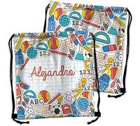 LolaPix Mochila Saco niño Personalizada con Nombre. Regalo Personalizado para niño y niña. Mochila de Cuerdas. Vuelta al Cole. Varios Diseños. School