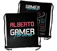LolaPix Mochila Saco para niño. Regalo Personalizado con Nombre. Mochila de Cuerdas. Varios Modelos. Gamer Forever
