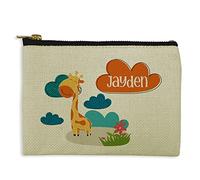 LolaPix Monedero niño Personalizado. Estuche mascarilla niños. Bolsa Mascarilla Niños. Regalo Original para niños. con Nombre. Bolsa con Cremallera. 10 x 15 cm. Neceser Tela. Jirafa Infantil
