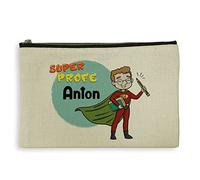 LolaPix Mujer Personalizada, Neceser de Maquillaje, Neceser de Viaje, Estuche de Lápices, Regalo Maestra Primaria, Tela Lino, 15 x 24 cm. Varios diseños., Super Maestra