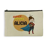 LolaPix Neceser Mujer Personalizado - Estuche Maquillaje y Viaje - Regalo Profesora Primaria - Tejido Tipo Lino - 15 x 24 cm - Varios Diseños - Tela - SÚPER Profesora