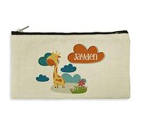 LolaPix Neceser niño Colegio. Estuche mascarilla niños. Bolsa Mascarilla Niños. Regalo Original para niños. con Foto. Bolsa con Cremallera. 11.5 x 22.5 cm. Neceser Tela.Jirafa Infantil