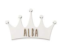 LolaPix Placa Nombre Personalizada para Puerta. Regalos de Madera Personalizados. Letrero de Madera Adhesivo para Habitación Niño/a Bebé. Placa Personalizada Corona