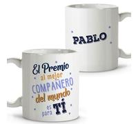 LolaPix Regalo jubilacion hombre. Taza personalizada. Tazas de cafe. Regalos compañeros de trabajo. Detalles compañeros de trabajo. Taza cerámica 330 ml.