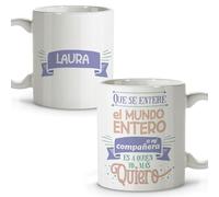 LolaPix Regalos para compañeros de trabajo. Taza personalizada. Tazas de cafe. Regalo compañera trabajo. Regalo amiga. Taza cerámica 330 ml.