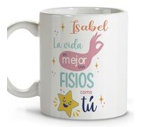 LolaPix Regalos para fisioterapeuta. Tazas personalizadas con nombre. Tazas originales para regalar. Regalos para fisios. Taza cerámica 330 ml.