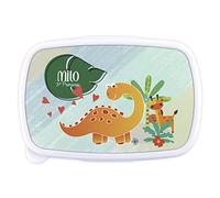LolaPix Tartera Infantil. Fiambrera Infantil Personalizada. Caja merienda con Nombre y Curso. Apta para microondas y Libre de BPA, filatos y Metales Pesados. Varios diseños.Dino Jirafa Infantil