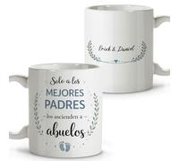 LolaPix Taza Abuelos Personalizada. Taza Dia del Padre Abuelo con dedicatoria. Apta para Lavavajillas. Taza 330ml Color Interior a elegir. Solo los mejores padres ascienden a abuelos