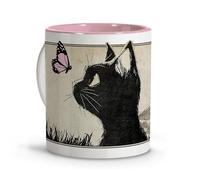 LolaPix Taza con Dibujo de Gato Estilo Anime. Tazas Originales para Regalar. Regalos Frikis Mujer. Regalos para Amantes de los Gatos. Taza Anime Gato Negro.