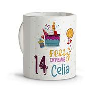 LolaPix Taza con nombre. Tazas personalizadas. Tazas desayuno originales. Varios diseños. CUMPLEAÑOS FELIZ