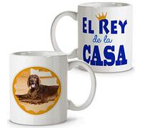 LolaPix Taza Desayuno. Taza Personalizada. Regalo Personalizado. Foto Mascota. Cerámica 330 ml. Diseño Perro. Perro Rey