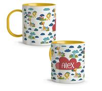 LolaPix Taza Desayuno. Taza Personalizada. Tazas Infantiles plástico. Regalo Personalizado. Tazas Originales para Regalar. Colores a elegir. Animales Selva
