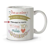 LolaPix Taza Día de la Madre. Tazas Personalizadas. Tazas Desayuno Originales. Tazas con Frases. Regalos Personalizados. Capacidad 330ml. Mundo Azul