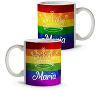 LolaPix Taza Día del Orgullo Personalizada con tu Nombre o Texto. Varios Diseños LGTBQ a Elegir. Regalo Original y Exclusivo. Corona
