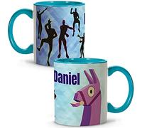 LolaPix Taza Fornite. Tazas personalizadas. Tazas con frases. Tazas desayuno originales. Regalos personalizados. Tazas asa e interior AZUL CLARO