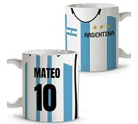 LolaPix Taza Fútbol Personalizada con Nombre Argentina - Desayuno Fútbol de Ceramica 330ml - Regalos Personalizados Varios Diseños