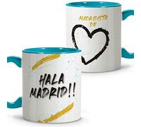 LolaPix Taza Madrid. Tazas Originales para Regalar. Cosas del Madrid. Taza Desayuno fútbol. Taza de cerámica 330ml. Varios diseños.