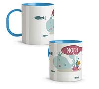 LolaPix Taza Niña. Taza Personalizada. Tazas Infantiles plástico. Regalo Personalizado. Tazas Originales para Regalar. Colores a elegir. Ballenato Infantil