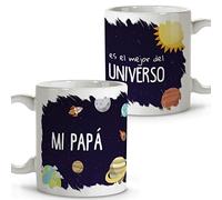 LolaPix Taza Papa Desayuno. Dia del Padre Regalos. Tazas con Mensajes. Regalo Papá Primerizo. Apta para Lavavajillas. Taza día del Padre 330ml.. Papá universo