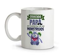 LolaPix Taza Papa Desayuno. Dia del Padre Regalos. Tazas con Mensajes. Regalo Papá Primerizo. Apta para Lavavajillas. Taza día del Padre 330ml. Monstruos