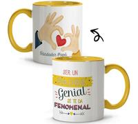 LolaPix Taza Papa Desayuno. Dia del Padre Regalos. Tazas con Mensajes. Regalo Papá Primerizo. Apta para Lavavajillas. Taza día del Padre 330ml. Padre Genial