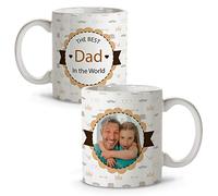 LolaPix Taza Papa Personalizada Desayuno. Dia del Padre Regalos. Regalo Padre Personalizado Papa Primerizo. Apta para Lavavajillas. Taza Personalizada día del Padre 330ml THE BEST DAD