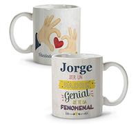 LolaPix Taza Papa Personalizada Desayuno. Dia del Padre Regalos. Regalo Padre Personalizado Papa Primerizo. Apta para Lavavajillas. Taza Personalizada día del Padre 330ml PAPÁ GENIAL