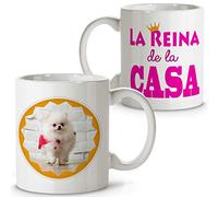 LolaPix Taza Personalizada. Regalo Personalizado. Foto Mascota. Taza Cerámica. Diseño Perro. Reina